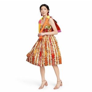 Isaac Mizrahi for Target Floral Print Sleeveless Square Neck Pleated Dress